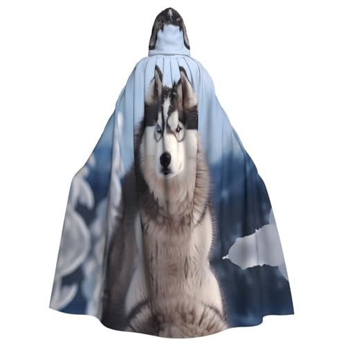 WHJWXC Sibirischer Husky Prints Aldult Qualität Cosplay Halloween Poncho Umhang für Frauen und Männer Weihnachten von WHJWXC