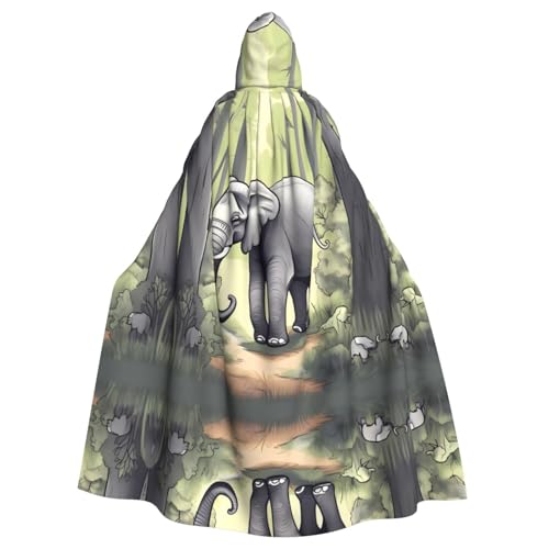 WHJWXC Spazierender Elefant Prints Aldult Qualität Cosplay Halloween Poncho Umhang für Damen und Herren Weihnachten von WHJWXC