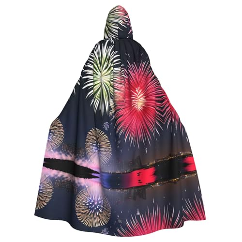 WHJWXC Splendid Feuerwerk Prints Aldult Qualität Cosplay Halloween Poncho Umhang für Damen und Herren Weihnachten von WHJWXC