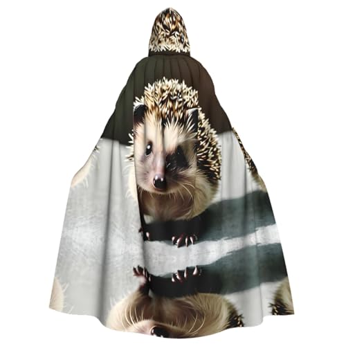 WHJWXC Süßer Igel-Druck, Aldult Cosplay, Halloween, Poncho, Umhang für Damen und Herren, Weihnachten – Kapuzen-Design von WHJWXC