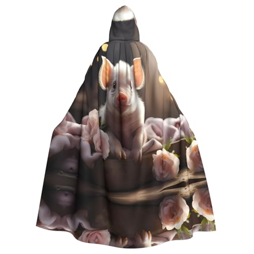 WHJWXC Süßer junger Schweine-Druck Aldult Qualität Cosplay Halloween Poncho Umhang für Frauen und Männer Weihnachten von WHJWXC