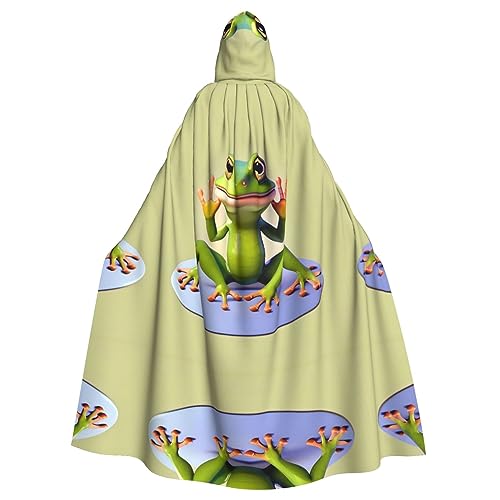 WHJWXC The funny frog doing yoga Prints aldult Quality Cosplay Halloween Poncho Cape for women and men, Christmas von WHJWXC