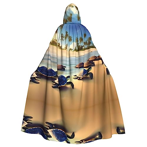 WHJWXC Turtles on the beach Prints aldult Quality Cosplay Halloween Poncho Cape for women and men, Christmas von WHJWXC