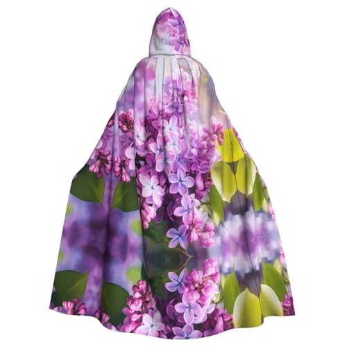 WHJWXC Umhang mit lila Blumen in Blüte, Aldult Cosplay, Halloween, Poncho, Umhang für Damen und Herren, Weihnachten – Kapuzen-Design von WHJWXC