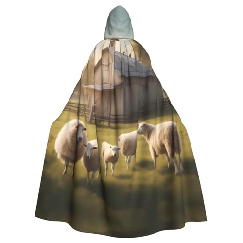 WHJWXC Viele niedliche Schaf-Drucke, Aldult Qualität, Cosplay, Halloween, Poncho, Umhang für Damen und Herren, Weihnachten von WHJWXC