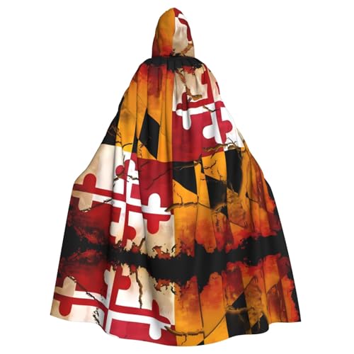 WHJWXC Vintage Holz Maryland Flagge gedruckt Aldult Cosplay Halloween Poncho Umhang für Damen und Herren, Weihnachten - Kapuzen-Design von WHJWXC