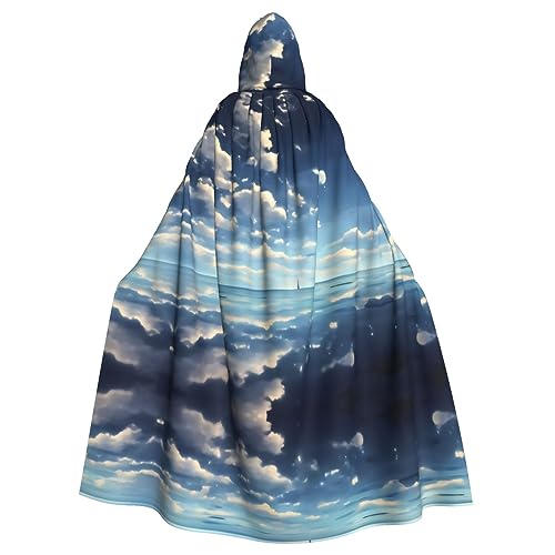 WHJWXC Weiße Wolken über dem Meer Drucke aldult Qualität Cosplay Halloween Poncho Umhang für Damen und Herren Weihnachten von WHJWXC