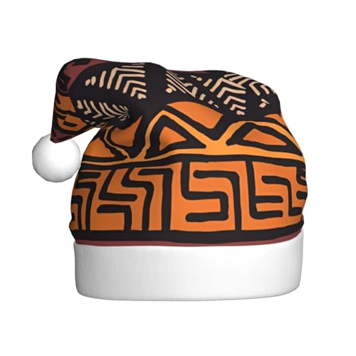 WHJYCC Afrikanische Schlammtuch Tribal Weihnachtsmütze Weihnachtsmann Mütze Weihnachten Kopfschmuck Herren Hut Damen Mütze Retro Weihnachtselfen Hut Rot von WHJYCC