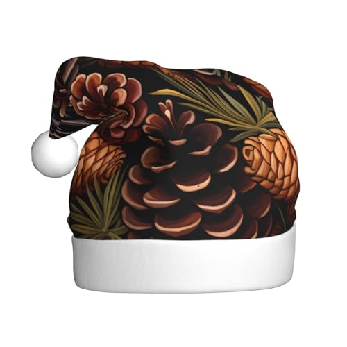 WHJYCC Ananas Muster Weihnachtsmütze Nikolaus Mütze Weihnachten Kopfschmuck Herren Mütze Damen Mütze Retro Weihnachtselfen Hut Rot von WHJYCC