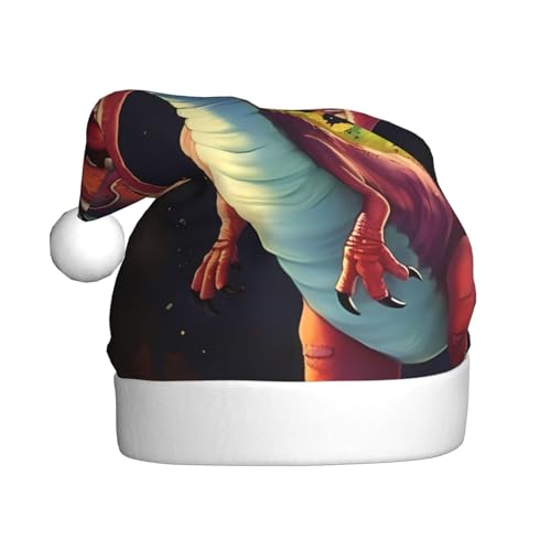 WHJYCC Big Mouth Dinosaurier Weihnachtsmütze Weihnachtsmann Hut Weihnachten Kopfschmuck Herren Hut Damen Hut Retro Weihnachtselfen Hut Rot von WHJYCC