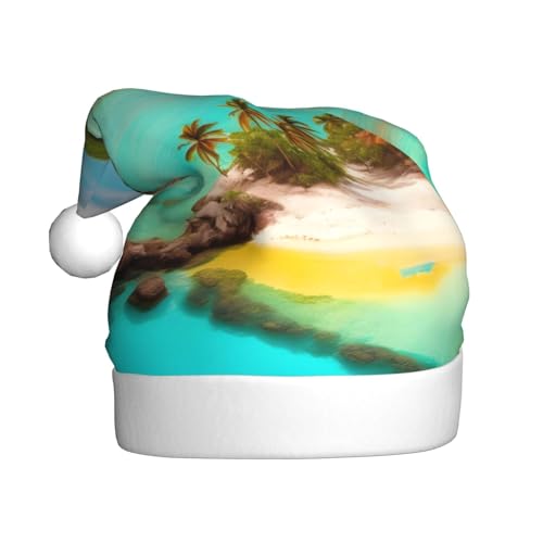 WHJYCC Caribbean Scenery Weihnachtsmütze, Nikolausmütze, Weihnachtsmannmütze, Weihnachts-Kopfschmuck, Herrenmütze, Damenhut, Retro, Weihnachtselfenmütze, Rot von WHJYCC