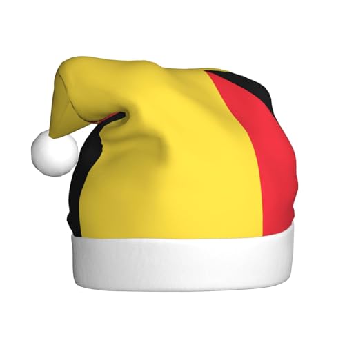 WHJYCC Flagge Belgien Weihnachtsmütze Nikolaus Mütze Weihnachten Kopfschmuck Herren Mütze Damen Mütze Retro Weihnachtselfenmütze Rot von WHJYCC