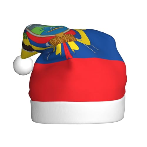 WHJYCC Flagge Ecuador Weihnachtsmütze Nikolaus Mütze Weihnachten Kopfschmuck Herren Mütze Damen Mütze Retro Weihnachtselfenmütze Rot von WHJYCC