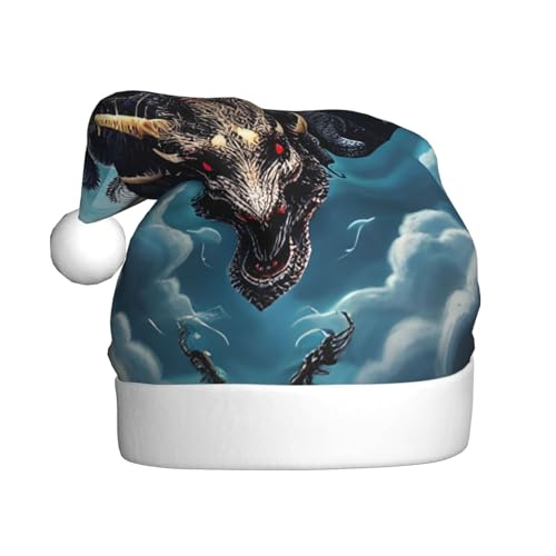 WHJYCC Fliegender Drache Weihnachtsmütze Weihnachtsmann Mütze Weihnachten Kopfschmuck Herren Mütze Damen Mütze Retro Weihnachtselfenmütze Rot von WHJYCC