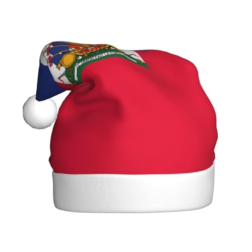 WHJYCC Haitianische Flagge Weihnachtsmütze Weihnachtsmann Mütze Weihnachten Kopfschmuck Herren Hut Damen Mütze Retro Weihnachtselfen Hut Rot von WHJYCC