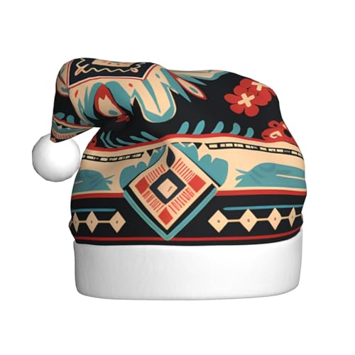 WHJYCC Indianische Nation Stickerei Weihnachtsmütze Weihnachtsmann Mütze Weihnachten Kopfschmuck Herren Hut Damen Mütze Retro Weihnachtselfen Hut Rot von WHJYCC