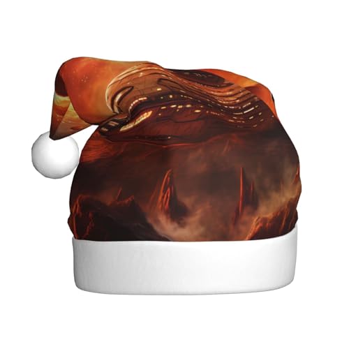 WHJYCC Interstellar Reise Weihnachtsmütze Nikolaus Mütze Weihnachten Kopfschmuck Herren Hut Damen Mütze Retro Weihnachtselfen Hut Rot von WHJYCC