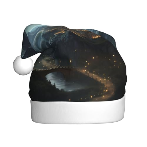 WHJYCC Interstellar Rifts Weihnachtsmütze Nikolaus Mütze Weihnachten Kopfschmuck Herren Mütze Damen Mütze Retro Weihnachtselfenmütze Rot von WHJYCC