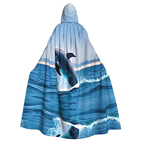 WHJYCC Jumping Up Delphins Hooded Cape Erwachsene Herren Damen Roben Weihnachten Halloween Cosplay Kostüme Kostümpartys von WHJYCC