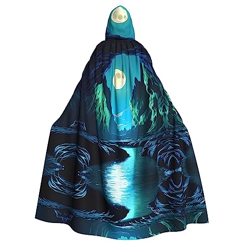 WHJYCC Kapuzenmantel Umhang Halloween Rollenspiel Kostüm Uni Geeignet für Halloween Party Maskerade Water Moon Cave Hooded Cape von WHJYCC