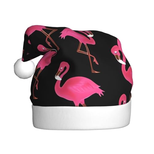 WHJYCC Lovely Flamingos Weihnachtsmütze Weihnachtsmann Mütze Weihnachten Kopfschmuck Herren Hut Damen Mütze Retro Weihnachtselfen Hut Rot von WHJYCC