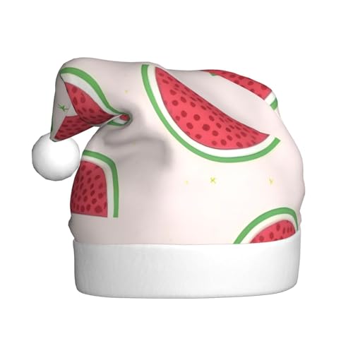 WHJYCC Rosa Wassermelone Weihnachtsmütze Nikolaus Mütze Weihnachten Kopfschmuck Herren Mütze Damen Mütze Retro Weihnachtselfenmütze Rot von WHJYCC