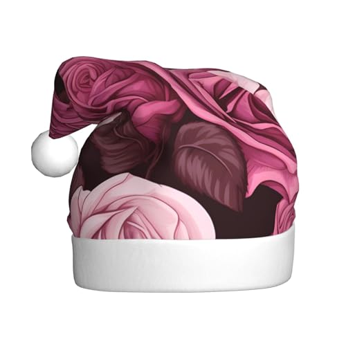 WHJYCC Rote Rose Weihnachtsmütze Weihnachtsmann Mütze Weihnachten Kopfschmuck Herren Mütze Damen Mütze Retro Weihnachtselfenmütze Rot von WHJYCC