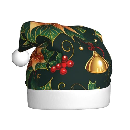 WHJYCC Schneeflocke Glocken Weihnachtsmütze Weihnachtsmann Mütze Weihnachten Kopfschmuck Herren Mütze Damen Mütze Retro Weihnachtselfenmütze Rot von WHJYCC