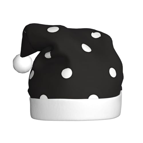 WHJYCC Schwarz-Weiß Polka Dot Weihnachtsmütze Weihnachtsmann Mütze Weihnachten Kopfschmuck Herren Hut Damen Mütze Retro Weihnachtselfenmütze Rot von WHJYCC