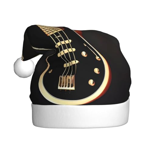 WHJYCC Schwarze Gitarre Weihnachtsmütze Weihnachtsmann Mütze Weihnachten Kopfschmuck Herren Mütze Damen Mütze Retro Weihnachtselfenmütze Rot von WHJYCC