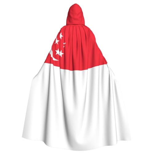 WHJYCC Singapur-Flagge, Kapuzenumhang für Erwachsene, Herren, Damen, Weihnachten, Halloween, Cosplay-Kostüme, Kostümpartys von WHJYCC