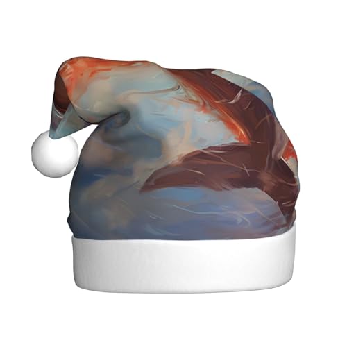 WHJYCC Smarte Delfin Weihnachtsmütze Weihnachtsmann Mütze Weihnachten Kopfschmuck Herren Mütze Damen Mütze Retro Weihnachtselfenmütze Rot von WHJYCC