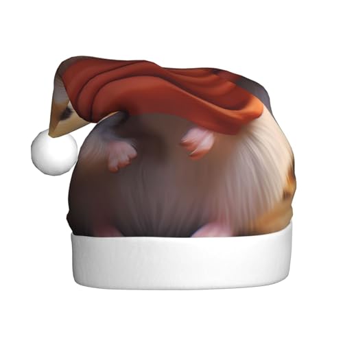 WHJYCC Weiche und niedliche Hamster-Weihnachtsmütze, Weihnachtsmannmütze, Weihnachts-Kopfschmuck, Herrenmütze, Damenhut, Retro, Weihnachtselfenmütze, rot von WHJYCC