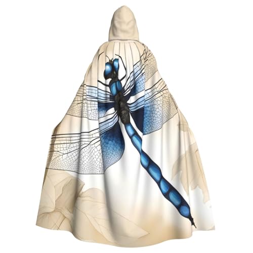 WHJYYXDE Art Blue Dragonfly Prints Halloween Hooded Cape Hooded Cloak Suitable for cosplay costumes, Christmas parties von WHJYYXDE