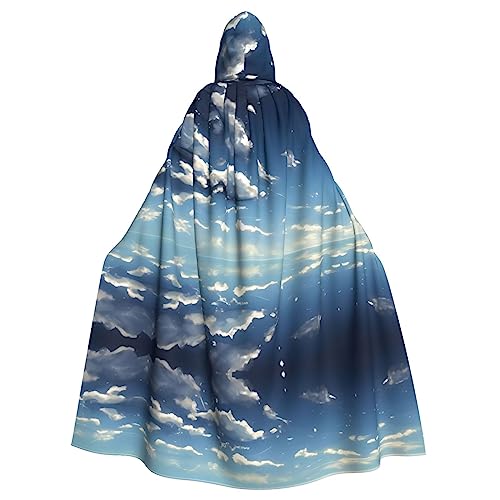 WHJYYXDE Blauer Himmel und weiße Wolken, hochwertiger Halloween-Kapuzenumhang, geeignet für Cosplay-Kostüme von WHJYYXDE