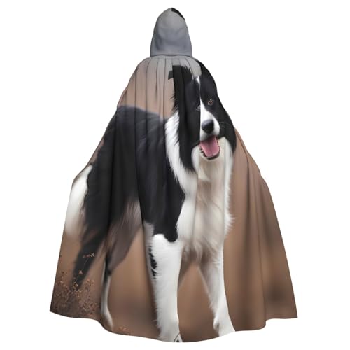 WHJYYXDE Border Collie Printing Halloween Hooded Cape Hooded Cloak Suitable for cosplay costumes, Christmas parties von WHJYYXDE