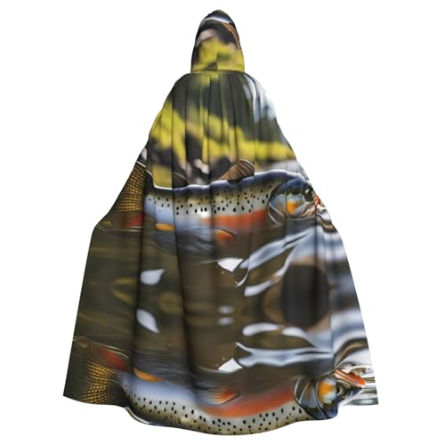 WHJYYXDE Brook Trout Fly Fishing Printing Halloween Hooded Cape Hooded Cloak Suitable for cosplay costumes, Christmas parties von WHJYYXDE