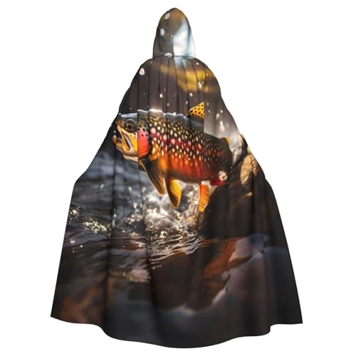 WHJYYXDE Brook Trout Fly Fishing Printing Halloween Hooded Cape Hooded Cloak Suitable for cosplay costumes, Christmas parties von WHJYYXDE