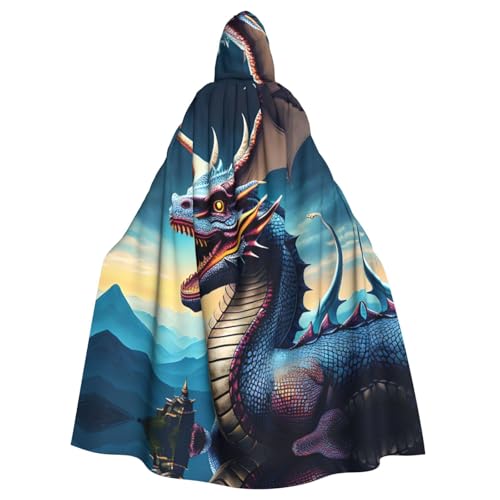 WHJYYXDE Brüllender Drachen-Druck, Halloween-Kapuzenumhang, geeignet für Cosplay-Kostüme, Weihnachtsfeiern von WHJYYXDE