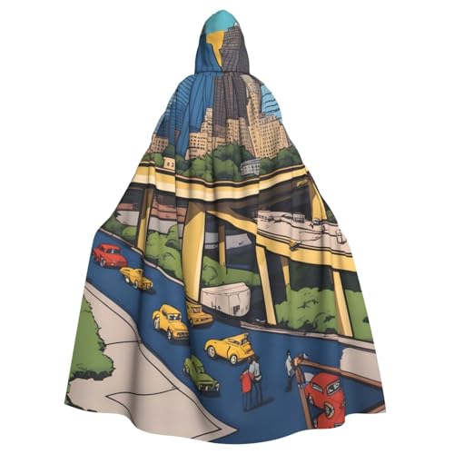 WHJYYXDE Cartoon Austin Texas Printing Halloween Hooded Cape Hooded Cloak Suitable for cosplay costumes, Christmas parties von WHJYYXDE