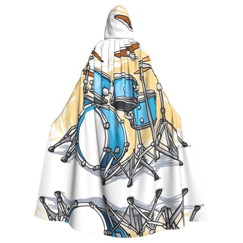 WHJYYXDE Cartoon Drummer Knock Printed Halloween Hooded Cape Hooded Cloak Suitable for cosplay costumes, Christmas parties von WHJYYXDE