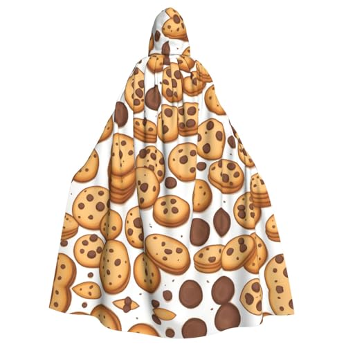 WHJYYXDE Cookies Food Chocolate Chip Biscuits Printed Halloween Hooded Cape Hooded Cloak Suitable for cosplay costumes, Christmas parties von WHJYYXDE