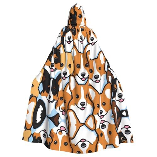 WHJYYXDE Corgi Pattern Prints Halloween Hooded Cape Hooded Cloak Suitable for cosplay costumes, Christmas parties von WHJYYXDE