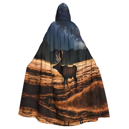 WHJYYXDE Elch in the Meadow Prints Halloween Hooded Cape Hooded Cloak Suitable for cosplay costumes, Christmas parties von WHJYYXDE