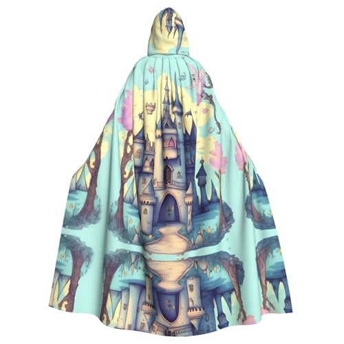 WHJYYXDE Fairytale Castle Pattern Quality Halloween Hooded Cape Hooded Cloak Suitable for cosplay costumes von WHJYYXDE