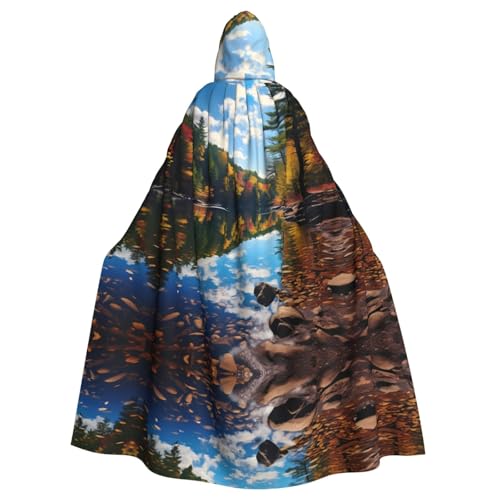 WHJYYXDE Forest Lakes of New Hampshire Printing Halloween Hooded Cape Hooded Cloak Suitable for cosplay costumes, Christmas parties von WHJYYXDE