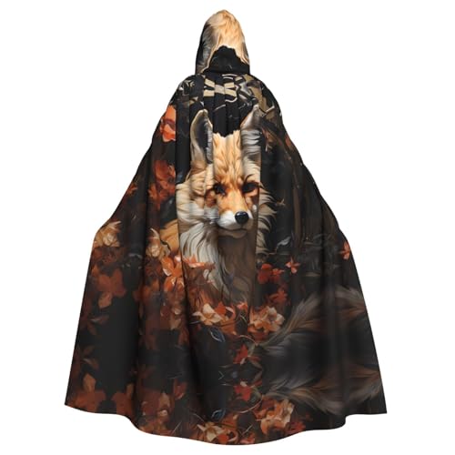 WHJYYXDE Fuchs- und Blumenmuster, hochwertiger Halloween-Kapuzenumhang, geeignet für Cosplay-Kostüme von WHJYYXDE