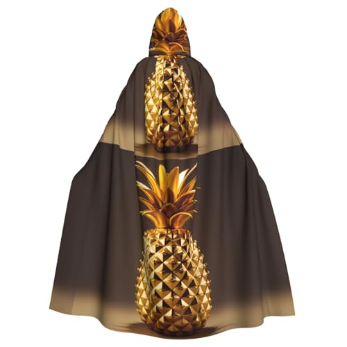 WHJYYXDE Goldener Ananas-Muster, hochwertiger Halloween-Kapuzenumhang, geeignet für Cosplay-Kostüme von WHJYYXDE