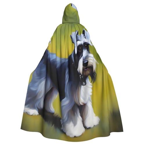 WHJYYXDE Gut erzogener Schnauzer-Druck, Halloween-Kapuzenumhang, geeignet für Cosplay-Kostüme, Weihnachtsfeiern von WHJYYXDE