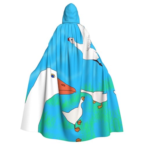 WHJYYXDE Happy White Goose Printing Halloween Hooded Cape Hooded Cloak Suitable for cosplay costumes, Christmas parties von WHJYYXDE